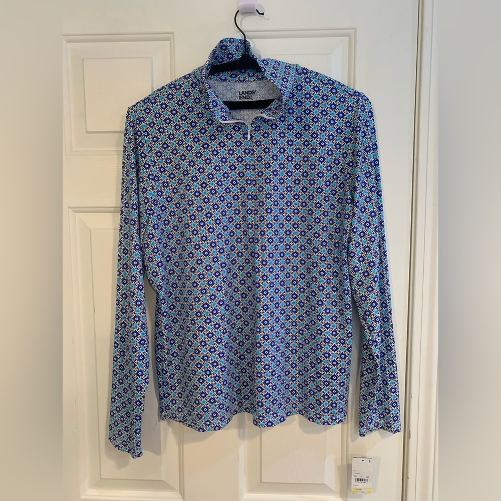NWT Lands’ End 1/4 zip pullover golf or swim suit top size Large.